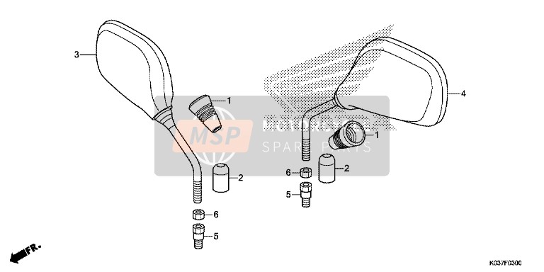 Honda AFS110CSF 2015 Espejo para un 2015 Honda AFS110CSF